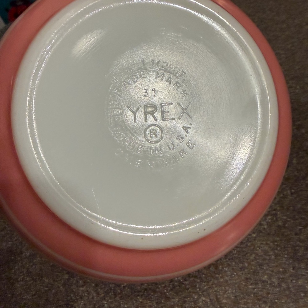 Vintage Pyrex Pink Striped Bowl - Picture 3 of 5